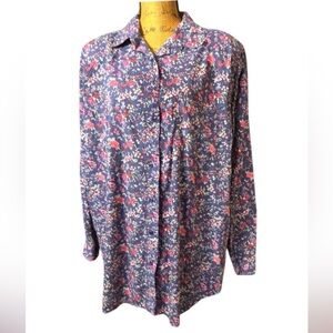 Capistrano floral blue button down shirt Women’s size 16 | j8